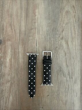 kate spade Black & White Polka Dot Leather Apple Watch Band